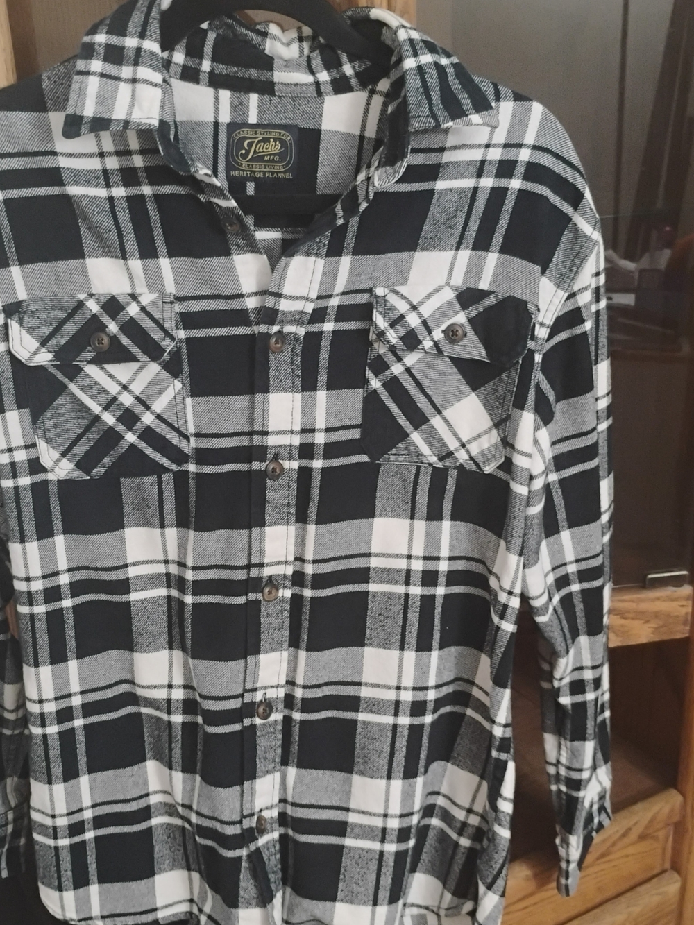 Jachs Black and White Plaid Button-Down Shirt